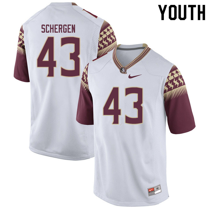 Youth #43 Joseph Schergen Florida State Seminoles College Football Jerseys Sale-White - Click Image to Close